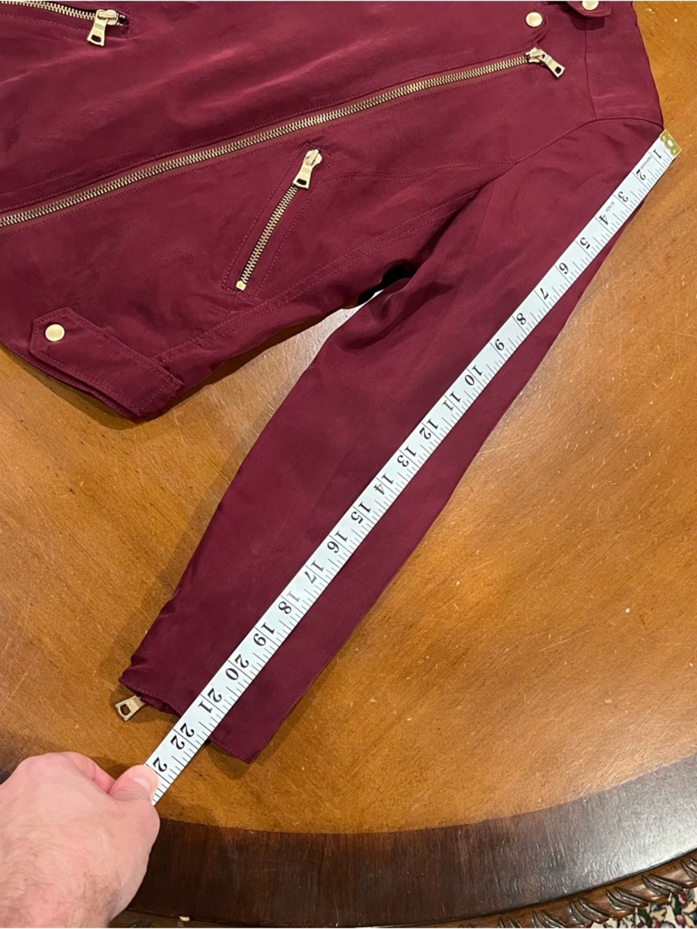 Club Monaco Kapri Moto Jacket Burgundy XS Cropped Biker Full-Zip Lightweight - Picture 13 of 16